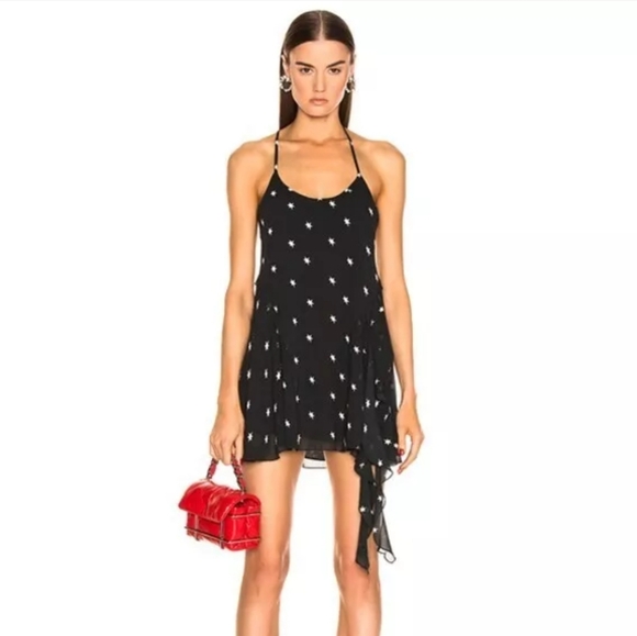 Re/Done "The 80's" Flirty Star Print Silk Mini Dress M NWT - Picture 1 of 7